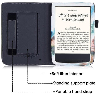 For Pocketbook PB616 Hand Rest Holder Painting Leather Smart Tablet Case(Landscape Painting) by bashfashion