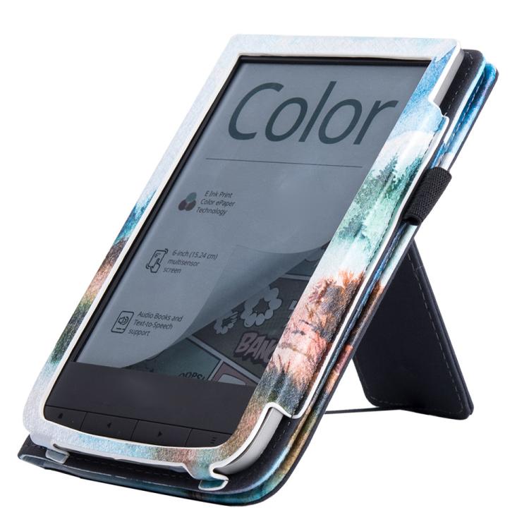 For Pocketbook PB616 Hand Rest Holder Painting Leather Smart Tablet Case(Landscape Painting) by bashfashion