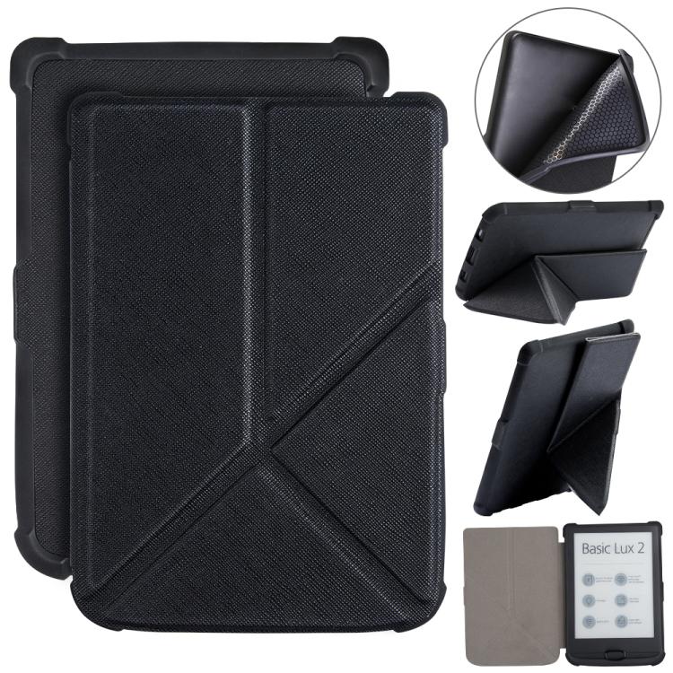 For Pocketbook B606 628 633 632 627 616 Cross Texture Deformation TPU Leather Smart Tablet Case(Black) by bashfashion