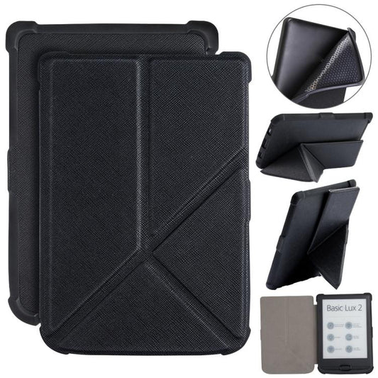 For Pocketbook B606 628 633 632 627 616 Cross Texture Deformation TPU Leather Smart Tablet Case(Black) by bashfashion