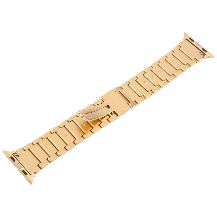 For Apple Watch 46mm / 49mm / 45mm / 44mm I-Shaped Folding Magnetic Buckle Metal Watch Band(Gold) by bashfashion