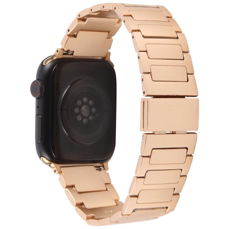 For Apple Watch 46mm / 49mm / 45mm / 44mm I-Shaped Folding Magnetic Buckle Metal Watch Band(Rose Gold) by bashfashion