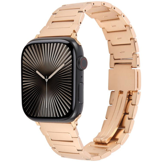 For Apple Watch 42mm / 41mm / 40mm / 38mm I-Shaped Folding Magnetic Buckle Metal Watch Band(Rose Gold) by bashfashion