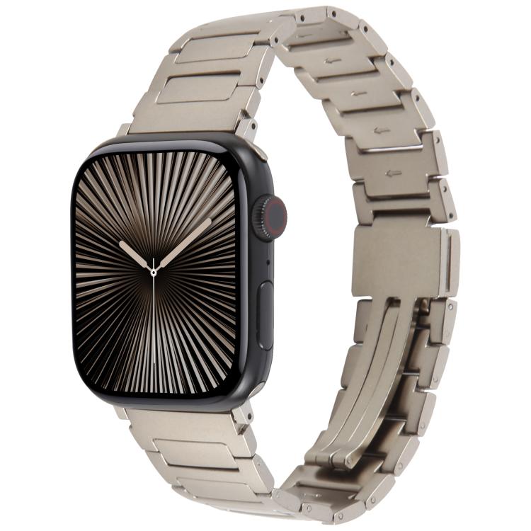 For Apple Watch 42mm / 41mm / 40mm / 38mm I-Shaped Folding Magnetic Buckle Metal Watch Band(Titanium Color) by bashfashion