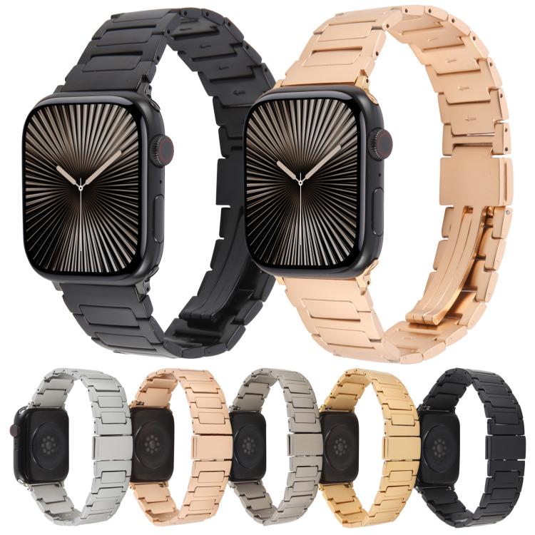 For Apple Watch 42mm / 41mm / 40mm / 38mm I-Shaped Folding Magnetic Buckle Metal Watch Band(Rose Gold) by bashfashion