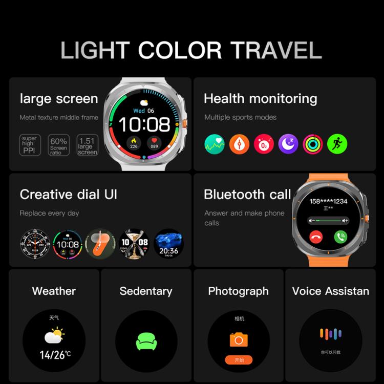 X7 1.51 inch IPS Screen Bluetooth Smart Watch Supports Healthy Monitoring(Black) by bashfashion