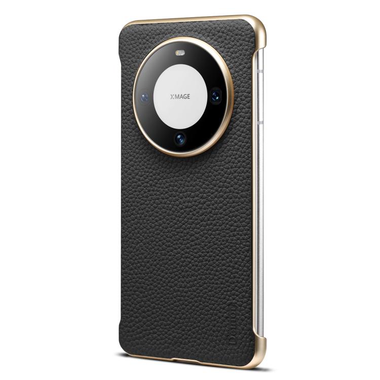 For Huawei Mate 60 Denior A20 Genuine Leather Litchi Texture MagSafe Frameless Phone Case(Black) by Denior