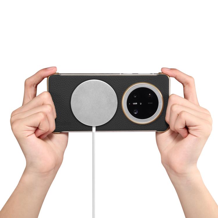 For Huawei Mate 60 Denior A20 Genuine Leather Litchi Texture MagSafe Frameless Phone Case(Black) by Denior