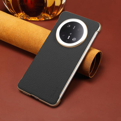 For Huawei Mate 60 Pro Denior A20 Genuine Leather Litchi Texture MagSafe Frameless Phone Case(Black) by Denior