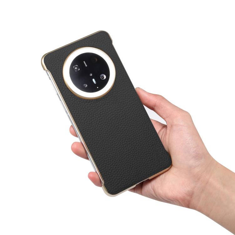 For Huawei Mate 70 Denior A20 Genuine Leather Litchi Texture MagSafe Frameless Phone Case(Black) by Denior