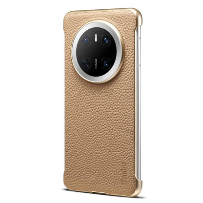 For Huawei Mate 70 Denior A20 Genuine Leather Litchi Texture MagSafe Frameless Phone Case(Khaki) by Denior