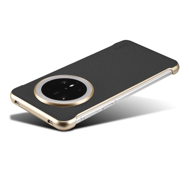 For Huawei Mate 70 Pro Denior A20 Genuine Leather Litchi Texture MagSafe Frameless Phone Case(Black) by Denior