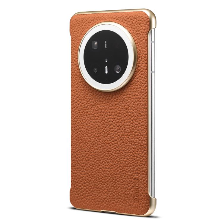 For Huawei Mate 70 Pro Denior A20 Genuine Leather Litchi Texture MagSafe Frameless Phone Case(Brown) by Denior