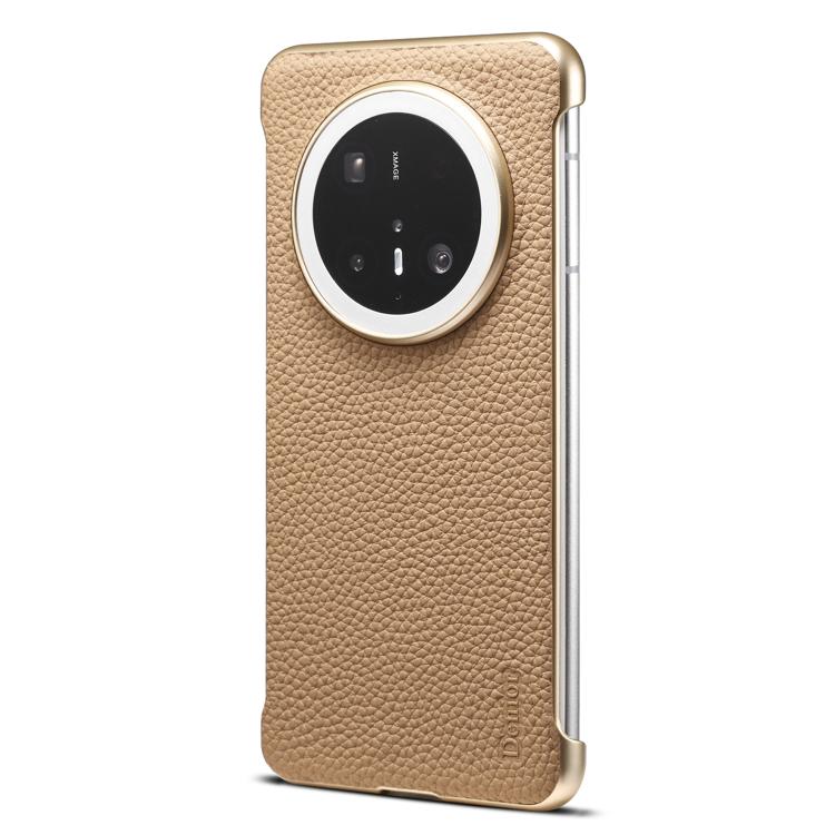 For Huawei Mate 70 Pro Denior A20 Genuine Leather Litchi Texture MagSafe Frameless Phone Case(Khaki) by Denior