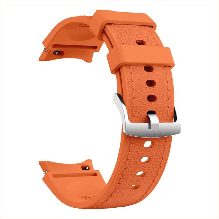 For Samsung Galaxy Watch 7 / 6 / 5 / 4 Silver Pin Buckle Leather Silicone Watch Band(Orange) by bashfashion