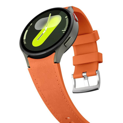 For Samsung Galaxy Watch 7 / 6 / 5 / 4 Silver Pin Buckle Leather Silicone Watch Band(Orange) by bashfashion