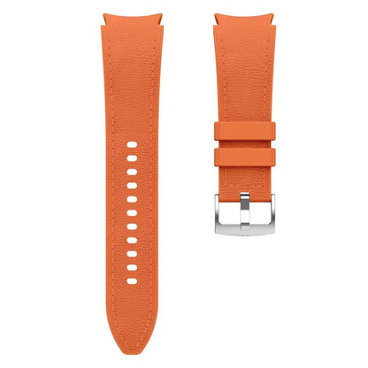 For Samsung Galaxy Watch 7 / 6 / 5 / 4 Silver Pin Buckle Leather Silicone Watch Band(Orange) by bashfashion
