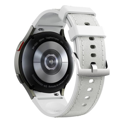 For Samsung Galaxy Watch 7 / 6 / 5 / 4 Silver Pin Buckle Leather Silicone Watch Band(Light Grey) by bashfashion