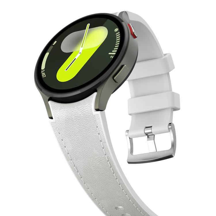 For Samsung Galaxy Watch 7 / 6 / 5 / 4 Silver Pin Buckle Leather Silicone Watch Band(Light Grey) by bashfashion