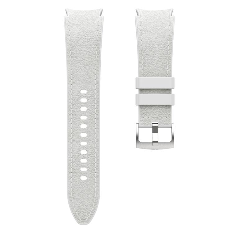 For Samsung Galaxy Watch 7 / 6 / 5 / 4 Silver Pin Buckle Leather Silicone Watch Band(Light Grey) by bashfashion