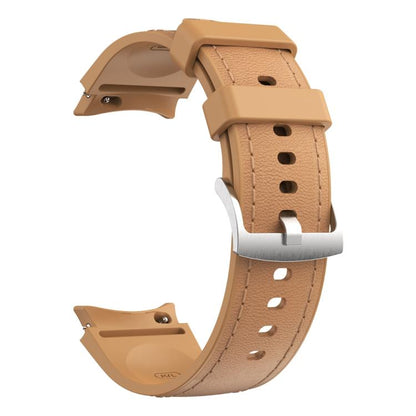For Samsung Galaxy Watch 7 / 6 / 5 / 4 Silver Pin Buckle Leather Silicone Watch Band(Light Brown) by bashfashion