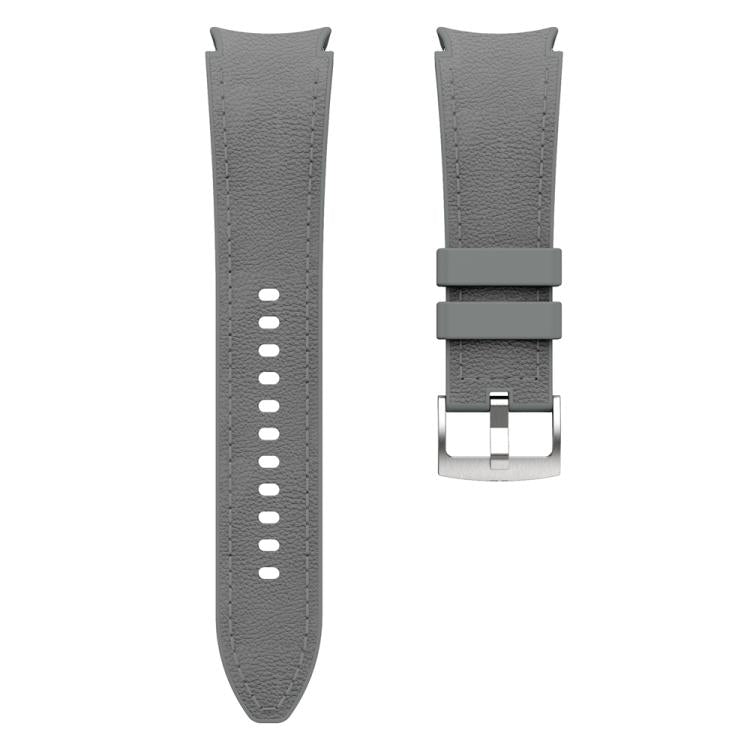 For Samsung Galaxy Watch 7 / 6 / 5 / 4 Silver Pin Buckle Leather Silicone Watch Band(Dark Grey) by bashfashion