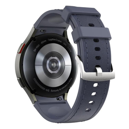 For Samsung Galaxy Watch 7 / 6 / 5 / 4 Silver Pin Buckle Leather Silicone Watch Band(Midnight Blue) by bashfashion