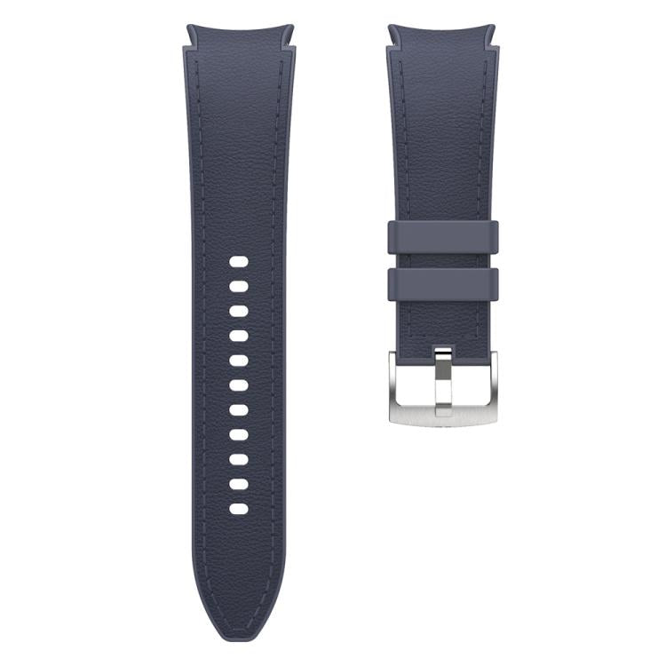 For Samsung Galaxy Watch 7 / 6 / 5 / 4 Silver Pin Buckle Leather Silicone Watch Band(Midnight Blue) by bashfashion