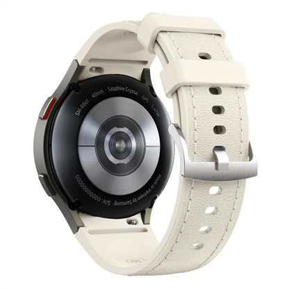 For Samsung Galaxy Watch 7 / 6 / 5 / 4 Silver Pin Buckle Leather Silicone Watch Band(Starlight) by bashfashion