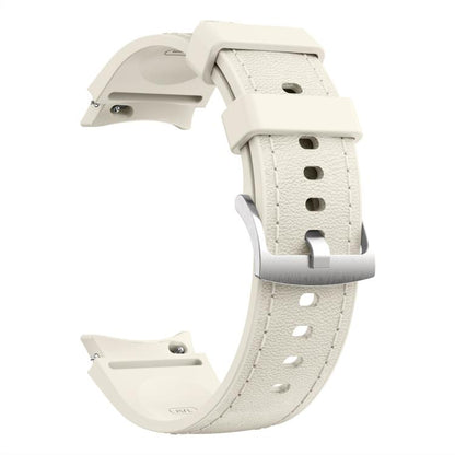 For Samsung Galaxy Watch 7 / 6 / 5 / 4 Silver Pin Buckle Leather Silicone Watch Band(Starlight) by bashfashion
