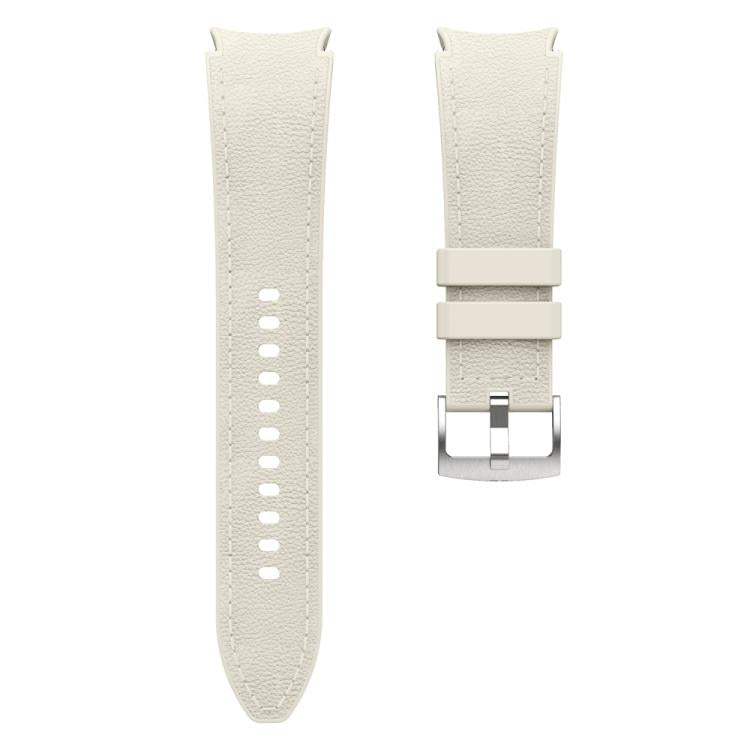 For Samsung Galaxy Watch 7 / 6 / 5 / 4 Silver Pin Buckle Leather Silicone Watch Band(Starlight) by bashfashion