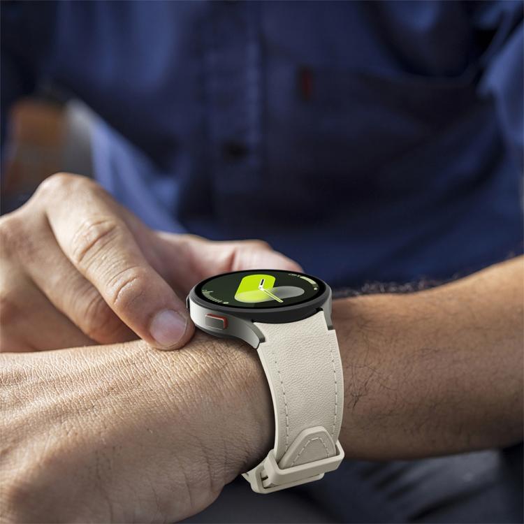 For Samsung Galaxy Watch 7 / 6 / 5 / 4 Silver Pin Buckle Leather Silicone Watch Band(Starlight) by bashfashion