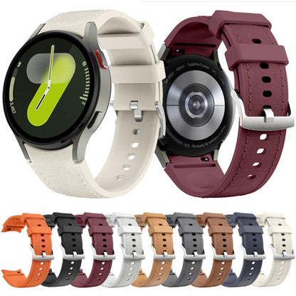 For Samsung Galaxy Watch 7 / 6 / 5 / 4 Silver Pin Buckle Leather Silicone Watch Band(Orange) by bashfashion