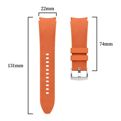 For Samsung Galaxy Watch 7 / 6 / 5 / 4 Silver Pin Buckle Leather Silicone Watch Band(Orange) by bashfashion