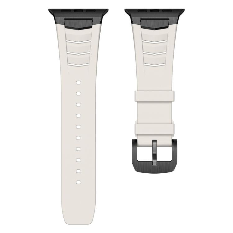 For Apple Watch Ultra / Ultra 2 49mm Stainless Steel Buckle Fluororubber Watch Band(Starlight Black) by bashfashion