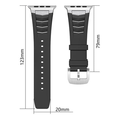 For Apple Watch Ultra / Ultra 2 49mm Stainless Steel Buckle Fluororubber Watch Band(Black Black) by bashfashion