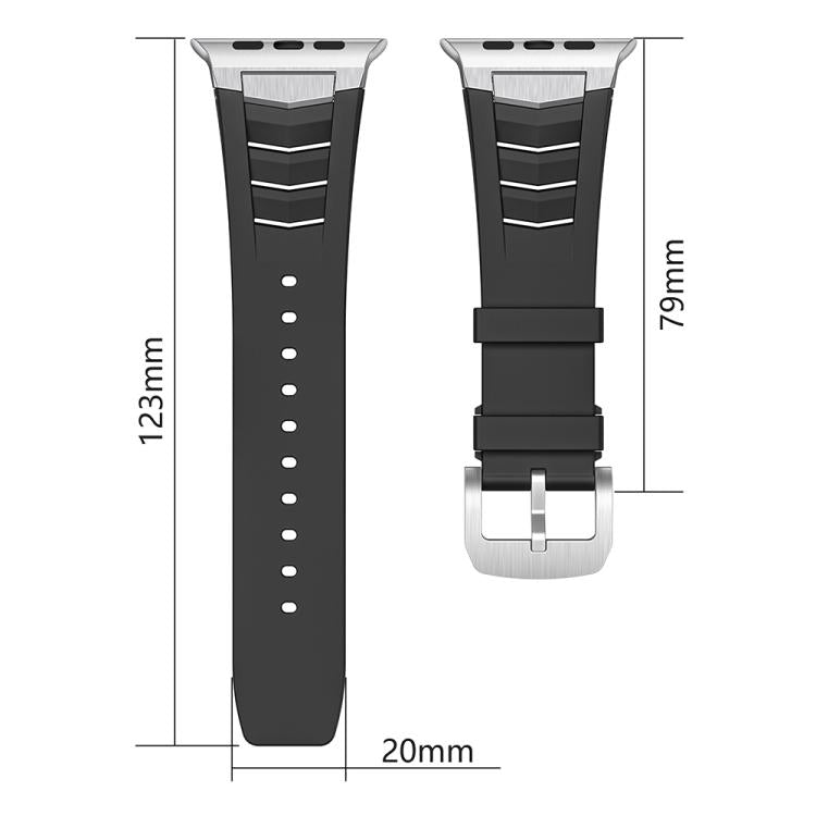 For Apple Watch Ultra / Ultra 2 49mm Stainless Steel Buckle Fluororubber Watch Band(Starlight Black) by bashfashion
