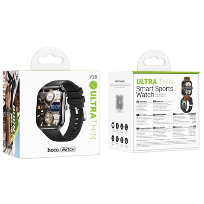 hoco Y28 1.96 inch AMOLED Screen IP67 Waterproof Smart Sports Watch, Call Version(Black) by hoco