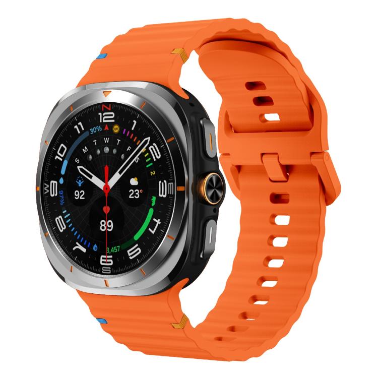 For Samsung Galaxy Watch Ultra 47mm / Ultra 2025 Kalebol Wave-stitched Silicone Strap(Orange) by Kalebol