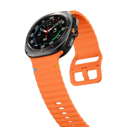 For Samsung Galaxy Watch Ultra 47mm / Ultra 2025 Kalebol Wave-stitched Silicone Strap(Orange) by Kalebol