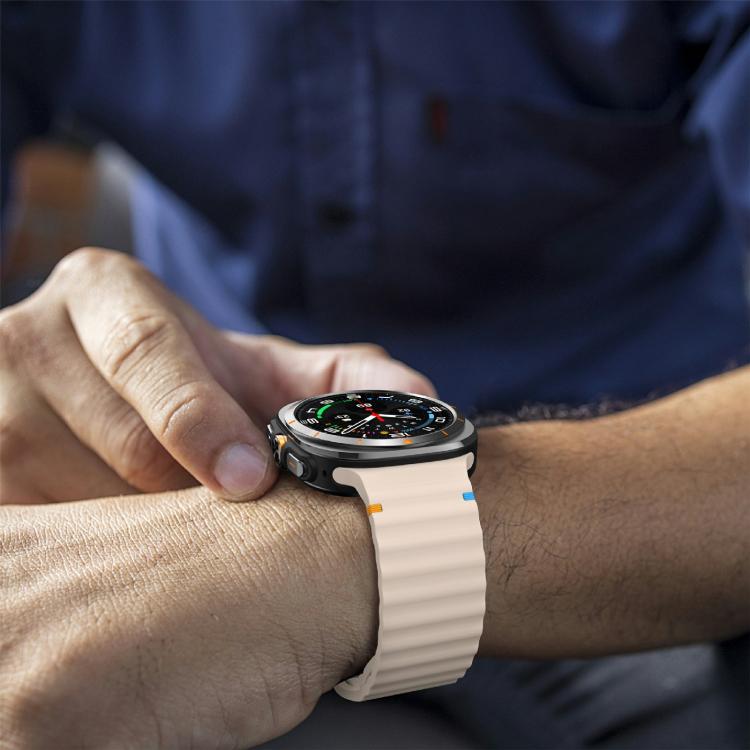 For Samsung Galaxy Watch Ultra 47mm / Ultra 2025 Kalebol Wave-stitched Silicone Strap(Pink) by Kalebol