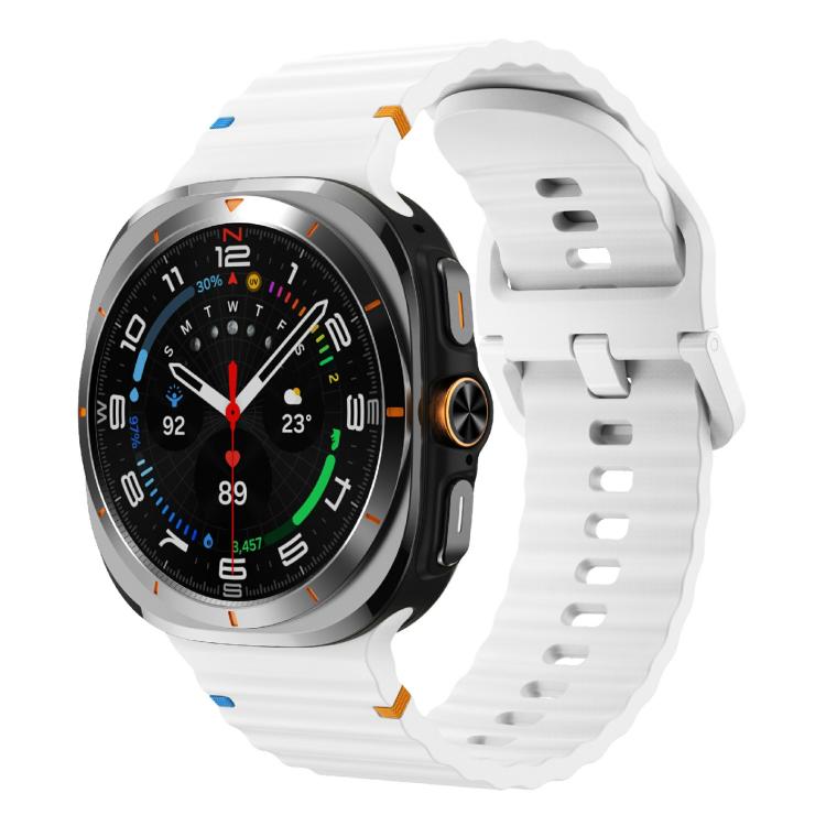 For Samsung Galaxy Watch Ultra 47mm / Ultra 2025 Kalebol Wave-stitched Silicone Strap(White) by Kalebol