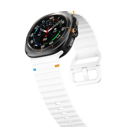 For Samsung Galaxy Watch Ultra 47mm / Ultra 2025 Kalebol Wave-stitched Silicone Strap(White) by Kalebol
