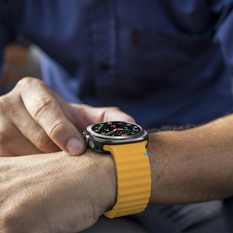 For Samsung Galaxy Watch Ultra 47mm / Ultra 2025 Kalebol Wave-stitched Silicone Strap(Yellow) by Kalebol