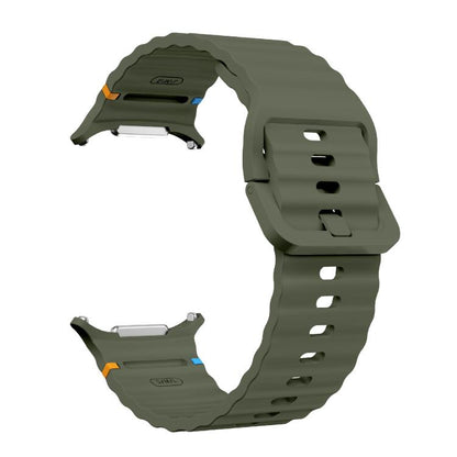 For Samsung Galaxy Watch Ultra 47mm / Ultra 2025 Kalebol Wave-stitched Silicone Strap(Army Green) by Kalebol