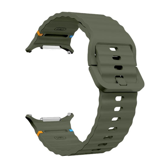 For Samsung Galaxy Watch Ultra 47mm / Ultra 2025 Kalebol Wave-stitched Silicone Strap(Army Green) by Kalebol