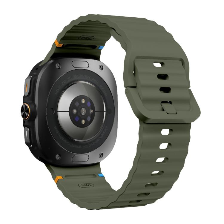 For Samsung Galaxy Watch Ultra 47mm / Ultra 2025 Kalebol Wave-stitched Silicone Strap(Army Green) by Kalebol