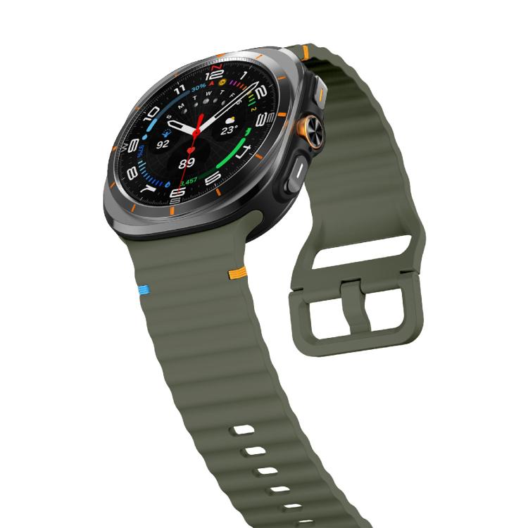For Samsung Galaxy Watch Ultra 47mm / Ultra 2025 Kalebol Wave-stitched Silicone Strap(Army Green) by Kalebol