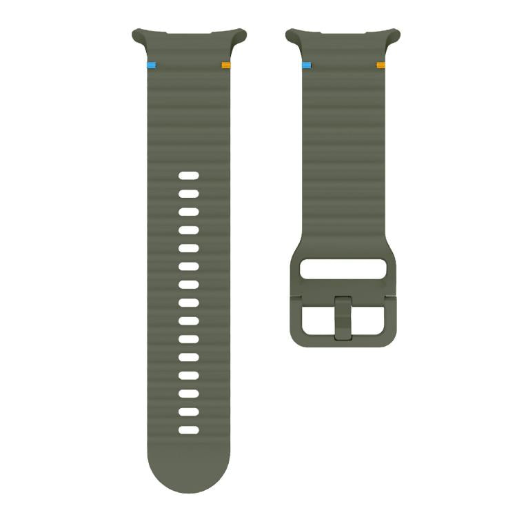For Samsung Galaxy Watch Ultra 47mm / Ultra 2025 Kalebol Wave-stitched Silicone Strap(Army Green) by Kalebol