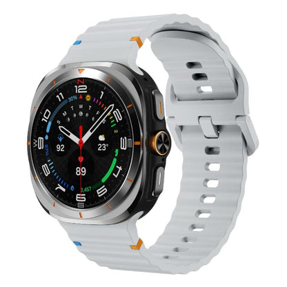 For Samsung Galaxy Watch Ultra 47mm / Ultra 2025 Kalebol Wave-stitched Silicone Strap(Light Grey) by Kalebol